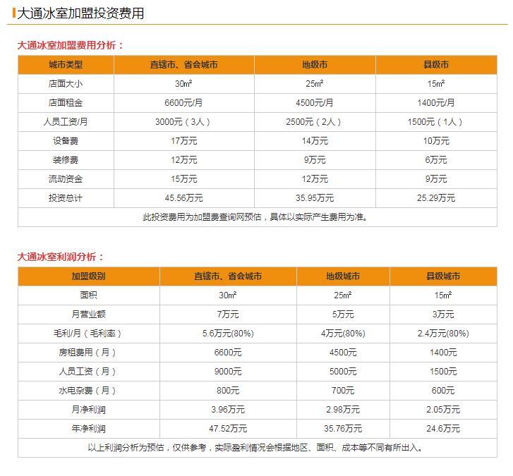 大通冰室运营费是多少